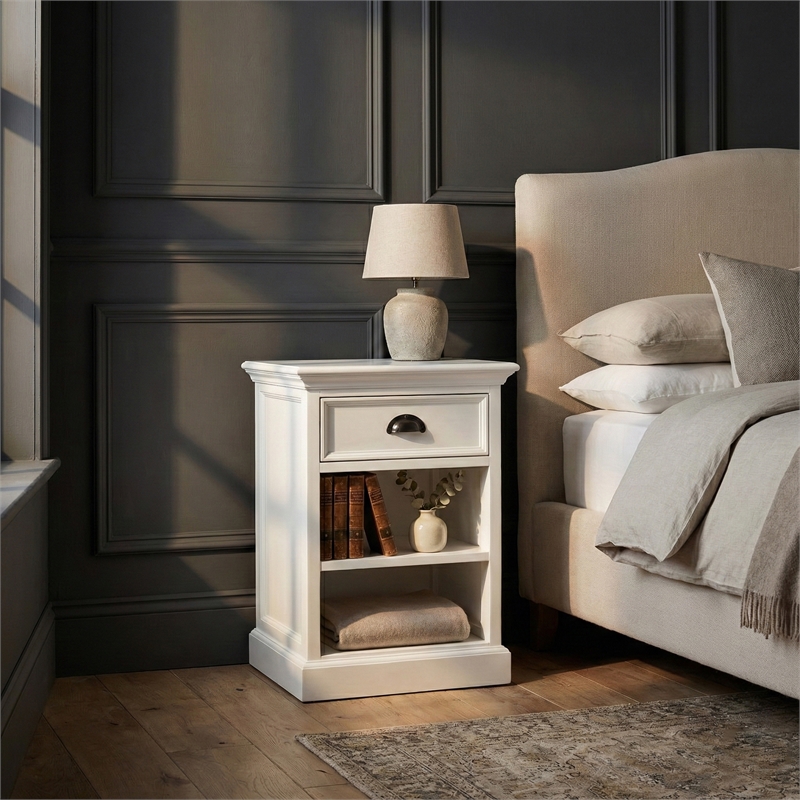 NovaSolo Halifax 1 Drawer Nightstand Wood in Pure White