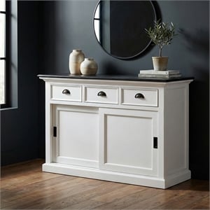 NovaSolo Halifax Contrast Sliding Door Buffet in Pure White and Black