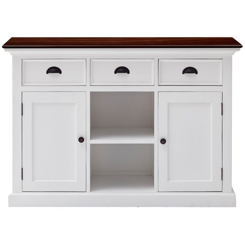 NovaSolo Halifax Accent 2 Basket Buffet in Pure White and Dark Wood