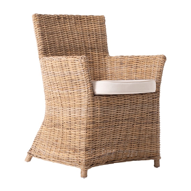 NovaSolo Wickerworks Bishop Dining Chair with Cushion (Set of 2)