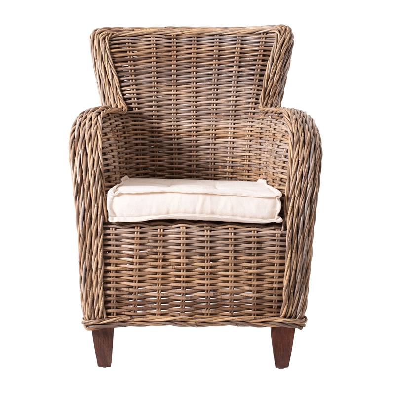 NovaSolo Wickerworks Baron Chair with Seat Cushion (Set of 2)