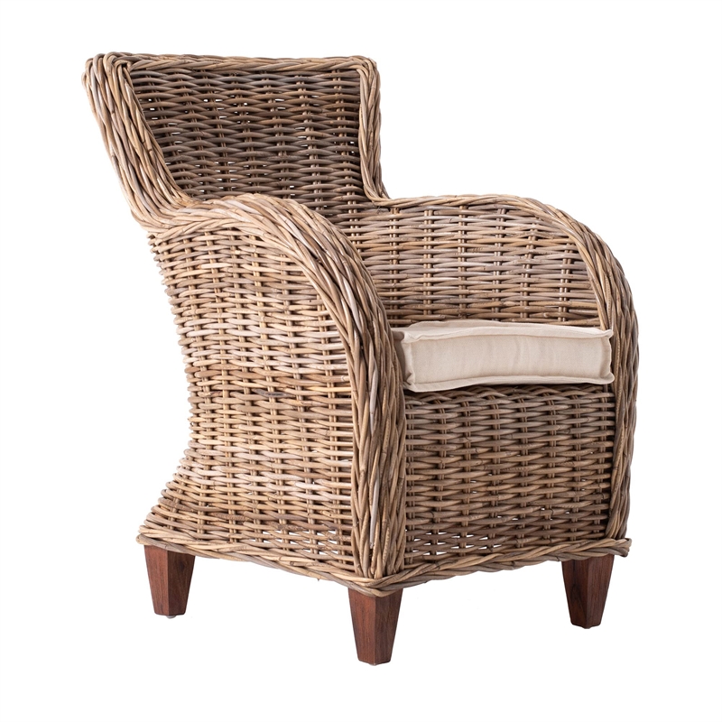 NovaSolo Wickerworks Baron Chair with Seat Cushion (Set of 2)