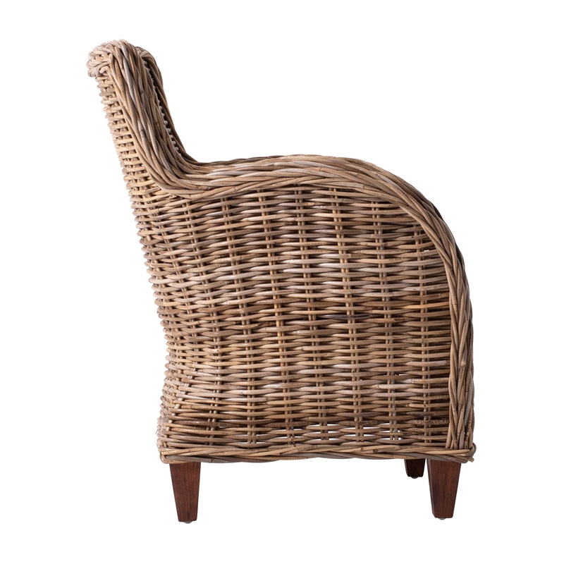NovaSolo Wickerworks Baron Chair with Seat Cushion (Set of 2)