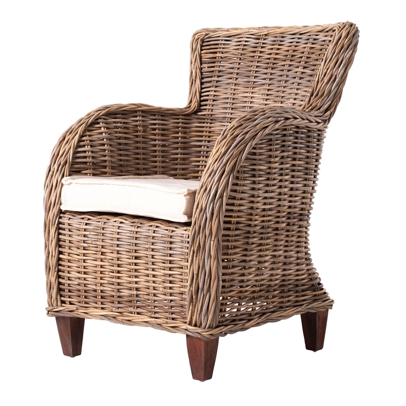 NovaSolo Wickerworks Baron Chair with Seat Cushion (Set of 2)