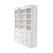 NovaSolo Halifax Mahogany Wood Kitchen Hutch Cabinet with 5 Doors 3 Drawers in White