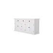 NovaSolo Halifax Mahogany Wood Kitchen Hutch Cabinet with 5 Doors 3 Drawers in White