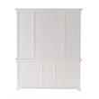NovaSolo Halifax Mahogany Wood Kitchen Hutch Cabinet with 5 Doors 3 Drawers in White