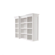 NovaSolo Halifax Mahogany Wood Kitchen Hutch Cabinet with 5 Doors 3 Drawers in White