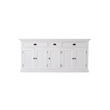 NovaSolo Halifax Mahogany Wood Kitchen Hutch Cabinet with 5 Doors 3 Drawers in White
