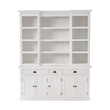 NovaSolo Halifax Mahogany Wood Kitchen Hutch Cabinet with 5 Doors 3 Drawers in White