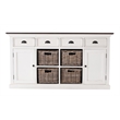 NovaSolo Halifax Accent Mahogany Wood Buffet with 4 Basket Set in White