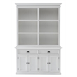 NovaSolo Halifax Mahogany Wood Buffet Hutch Unit with 6 Shelves in White
