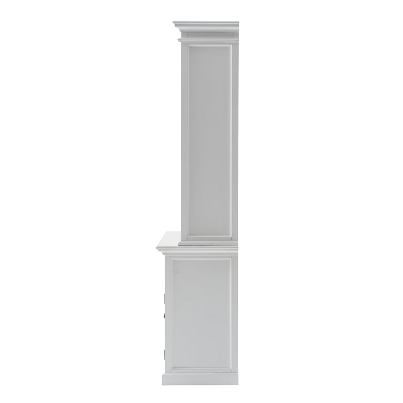 NovaSolo Halifax Mahogany Wood Buffet Hutch Unit with 6 Shelves in White