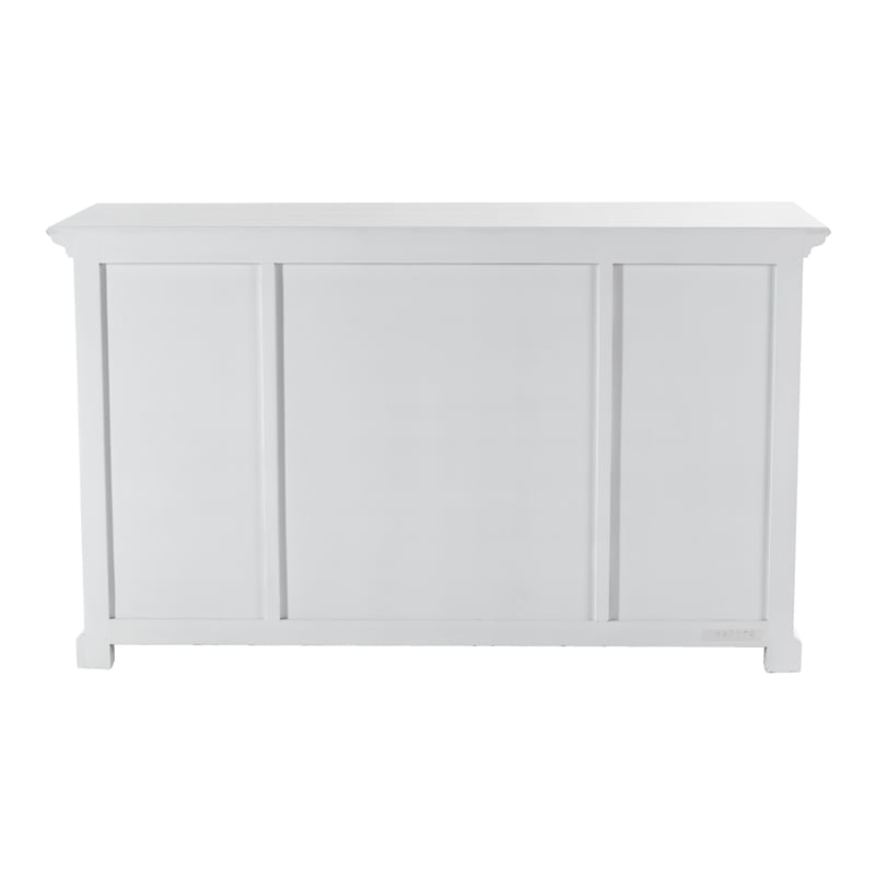 Novasolo Halifax Mahogany Wood Buffet with 4 Glass Doors 3 Drawers in White