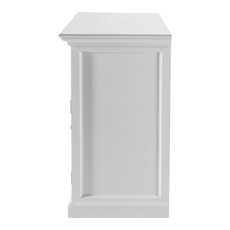 Novasolo Halifax Mahogany Wood Buffet with 4 Glass Doors 3 Drawers in White