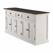 NovaSolo Halifax Mahogany Wood Buffet with 5 Doors 3 Drawers in White