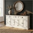 NovaSolo Halifax Mahogany Wood Buffet with 5 Doors 3 Drawers in White