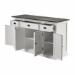 NovaSolo Halifax Mahogany Wood Buffet with 4 Doors 3 Drawers in White