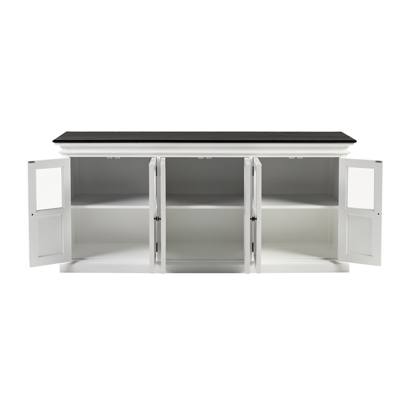 NovaSolo Halifax Mahogany Wood Buffet with 6 Glass Doors in White