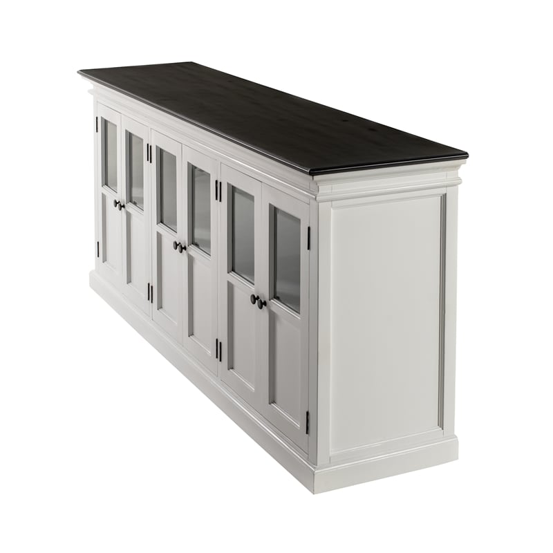 NovaSolo Halifax Mahogany Wood Buffet with 6 Glass Doors in White