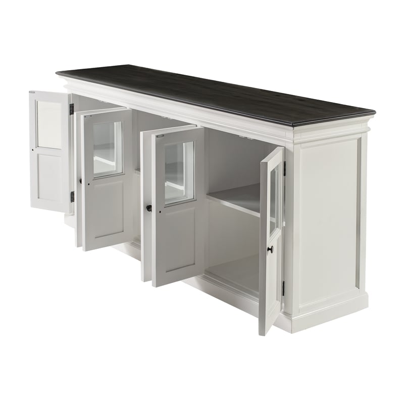NovaSolo Halifax Mahogany Wood Buffet with 6 Glass Doors in White