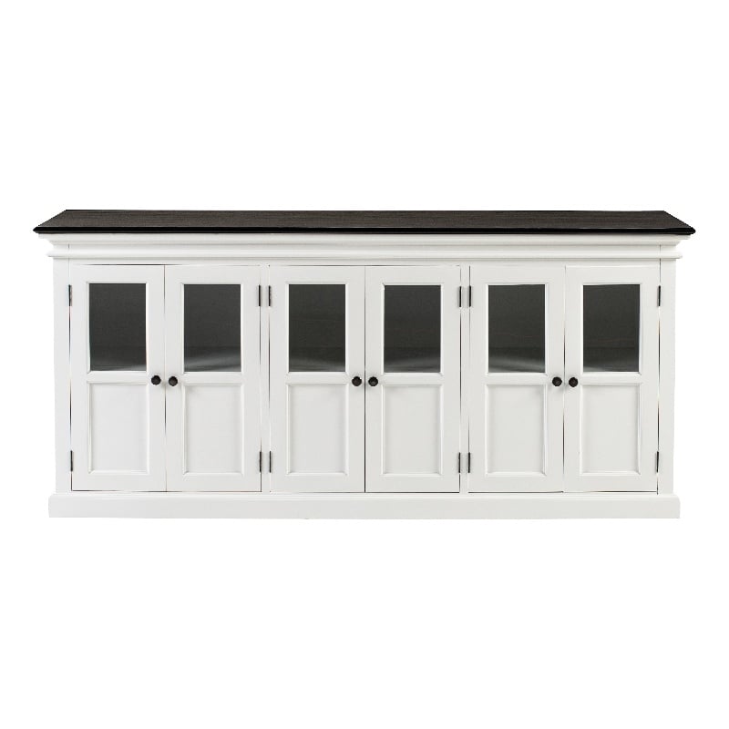 NovaSolo Halifax Mahogany Wood Buffet with 6 Glass Doors in White