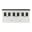 NovaSolo Halifax Mahogany Wood Buffet with 6 Glass Doors in White