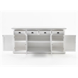 NovaSolo Buffet Hutch Unit with 4 Glass Doors Solid Wood Halifax in White