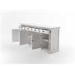 NovaSolo Buffet Hutch Unit with 4 Glass Doors Solid Wood Halifax in White