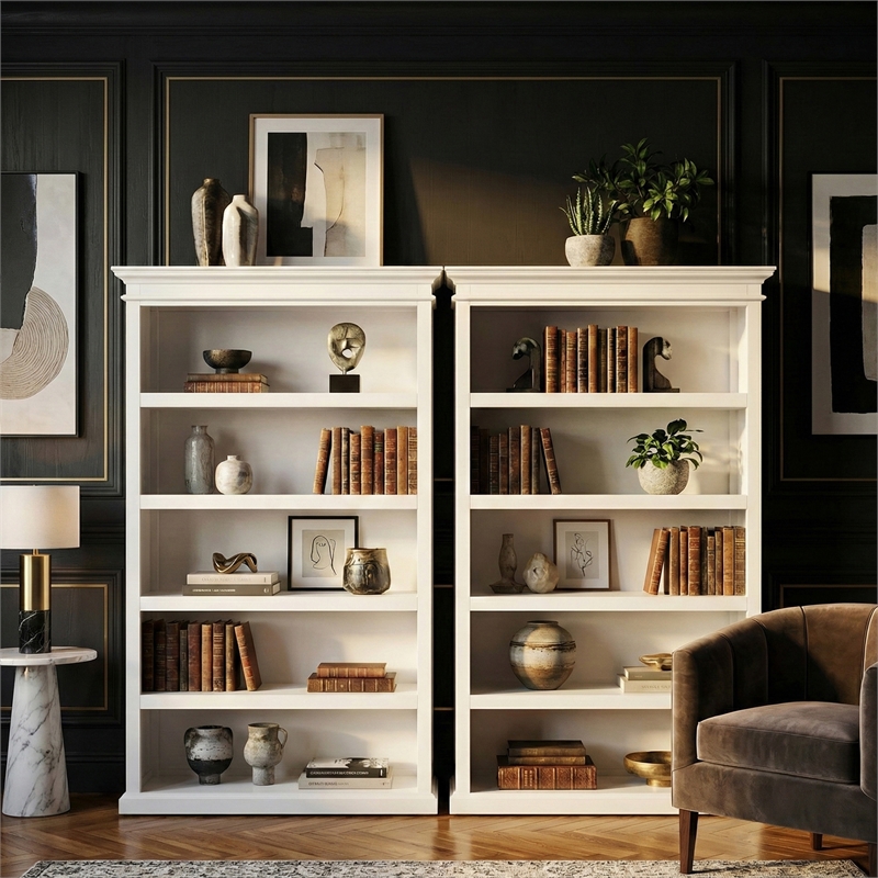 NovaSolo Bookcase with 5 Shelves Halifax Solid Wood in White