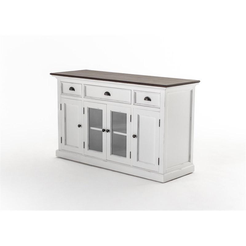 NovaSolo Buffet with 4 Doors 3 Drawers Halifax Solid Wood in White and Brown