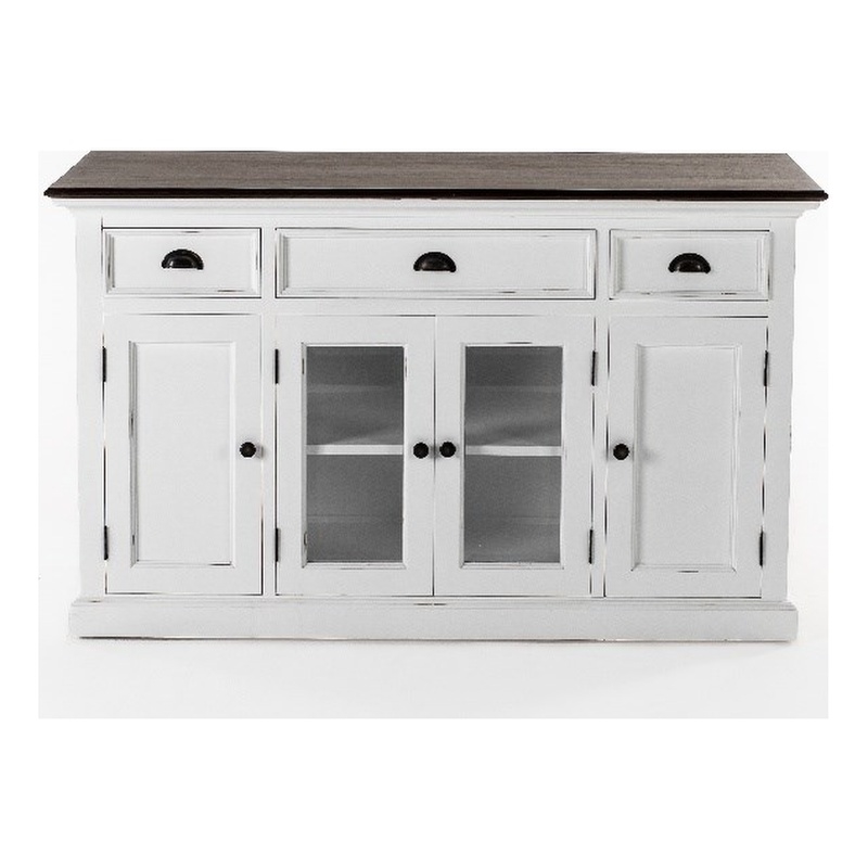 NovaSolo Buffet with 4 Doors 3 Drawers Halifax Solid Wood in White and Brown