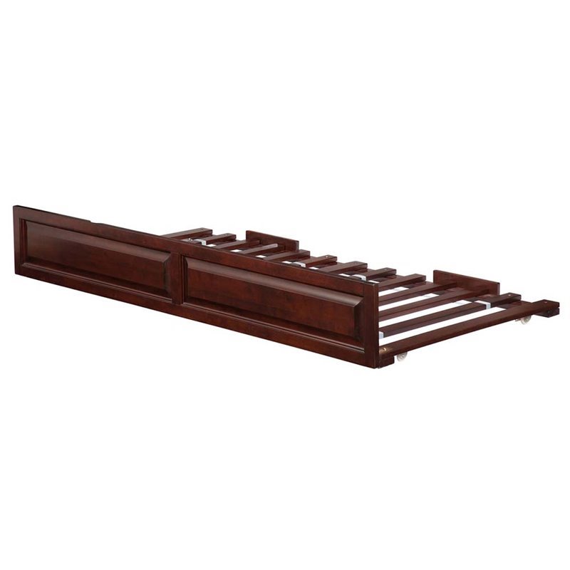 Leo & Lacey Transitional Solid Wood Twin/Full Raised Panel Trundle in Walnut