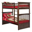 Leo & Lacey Modern Solid Wood Twin Over Twin Bunk Bed with USB Charger in Walnut