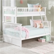 Leo & Lacey Modern Wood Twin Over Full Bunk Bed with USB Charger in White