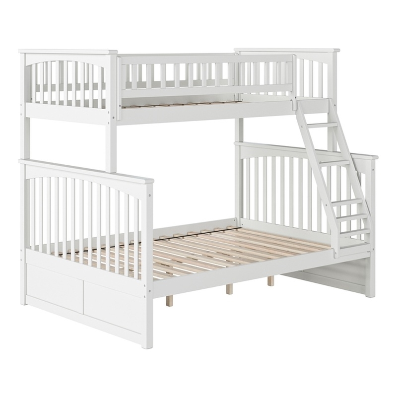 Leo & Lacey Twin Over Full Solid Wood Ladder Bunk Bed in White