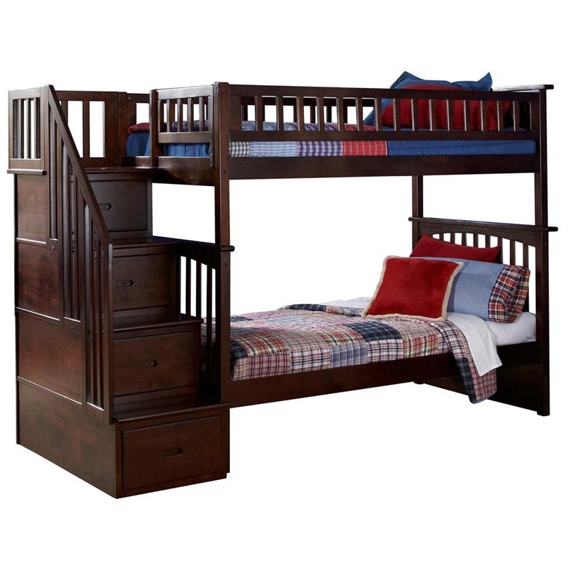 Leo & Lacey Twin Over Twin Staircase Bunk Bed