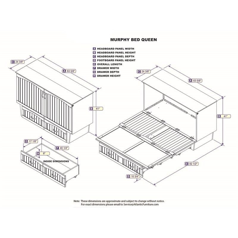 Leo & Lacey Modern Solid Wood Queen Murphy Bed Chest Decor in White