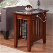 Leo & Lacey Wood Chair Side Table with USB Charging Ports in Walnut
