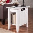 Leo & Lacey Transitional Wood Side Table with USB Charging Ports in White
