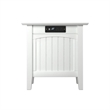 Leo & Lacey Transitional Wood Side Table with USB Charging Ports in White