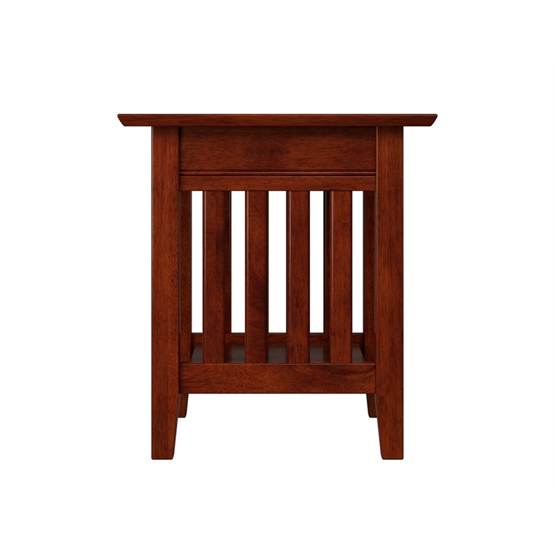 Leo & Lacey Hardwood Walnut End Table Rectangular USB Charging Ports 22
