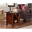 Leo & Lacey Modern Wood End Table w/ USB Charging Ports in Walnut