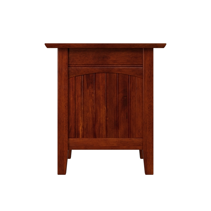 Leo & Lacey Modern Wood End Table w/ USB Charging Ports in Walnut