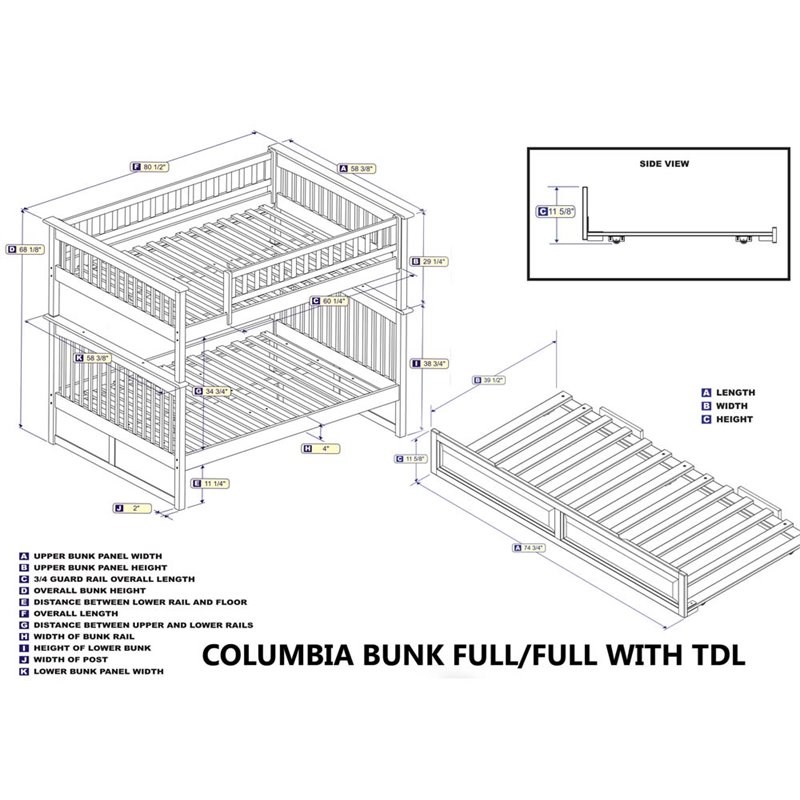 Leo & Lacey Full Over Full Trundle Bunk Bed in White