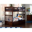 Leo & Lacey Mid-Century Solid Wood Twin Over Twin Storage Bunk Bed in Walnut