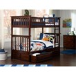 Leo & Lacey Mid-Century Solid Wood Twin Over Twin Storage Bunk Bed in Walnut