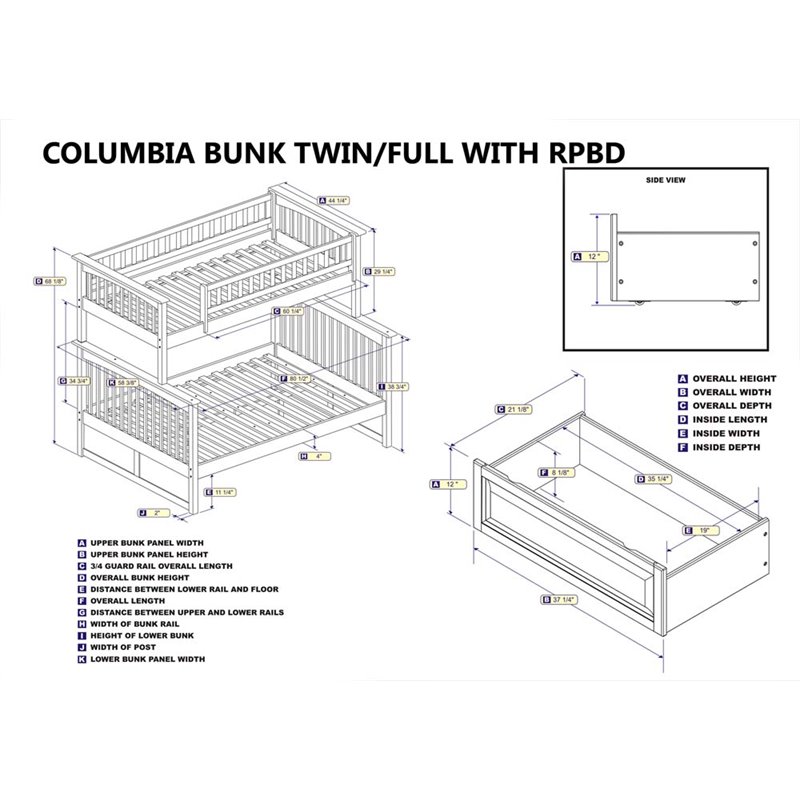 Leo & Lacey Twin Over Full Storage Bunk Bed in White