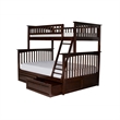 Leo & Lacey Wood Walnut Twin Over Full Bunk Bed Storage 68.13