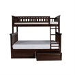 Leo & Lacey Wood Walnut Twin Over Full Bunk Bed Storage 68.13